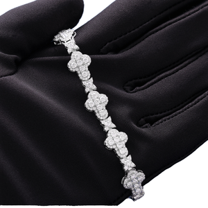 XRZ020 Luxury Fashion 925 Sterling <b>Silver</b> <b>Bracelet</b> for Women 1.2mm Moissanite Zircon Four Leaf Moissanite <b>Bracelets</b> <b>Bangles</b> - Product Image 2