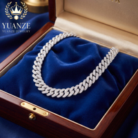 Collier cubain de luxe en argent 925 plaqué or 18 carats avec diamants Moissanite, chaîne à maillons épais pour homme, style hip-hop, personnalisable OEM, vente en gros