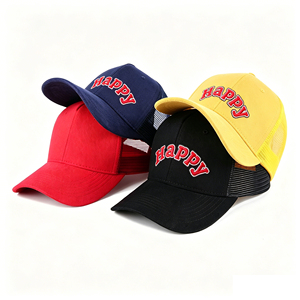 Casquette Trucker Structurée à Fermeture Snapback, Maille Sergée Multicolore Unie, Broderie Personnalisée Bicolore du Logo Textuel, Design Vibrant - Product Image 1