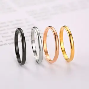 Cincin mewah halus trendi baja nirkarat kosong sederhana 316L cincin wanita 18K berlapis dewa cincin produsen perhiasan