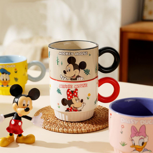 Cartoon Mickey Minnie Stackable Ceramic <strong>Mug</strong> <strong>Set</strong> - Cute Couple/ Family Coffee Cups for Birthday Gift 4-piece <strong>Stacking</strong> Drinkware - Product Image 3