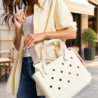 Sac de plage imperméable en EVA couleur unie avec logo personnalisé et bandoulière amovible, réutilisable pour la plage, la piscine, l'usage quotidien et les vacances