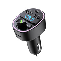 Transmetteur FM Bluetooth multifonction pour voiture avec écran LED, chargeur USB Type-C, prise en charge des clés USB et cartes TF, appels mains libres