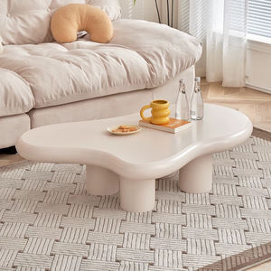 Table basse extensible en bois nuage crème avec plateau en marbre, design simple et moderne pour <span class=keywords><strong>petit</strong></span> salon irrégulier - Product Image 4