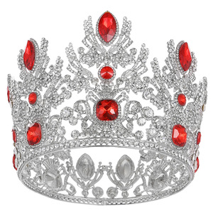 Luxury Large Rhinestone Full Circle Crown <b>Sparkling</b> Multi Color Crystal Tiara For Pageant Competition Evening Banquet - Product Image 1