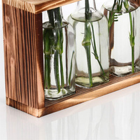 Vase en bois de style fermier personnalisé, ensemble de vases fait de support en bois et vase en verre rustique