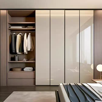 Armoire avec porte battante en placage de bois blanc, poignée en métal moderne, meubles de chambre à coucher