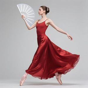 Abanico de mano de plástico de 13 pulgadas Stock Guan Sen, pintado, grande, para decoración, baile, festivales, música, amor, artesanía de bambú - Product Image 3