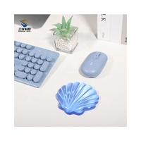 Tapis de souris en cristal bleu personnalisé Conch, transparent, en gel, sublimation, en silicone, pour jeux, repose-poignet pour la maison et le bureau