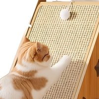 Griffoir mural double face en bois et sisal pour chat, coin de repos et protection de canapé