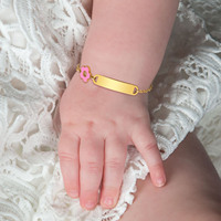 Bracelet d'identification personnalisé en acier inoxydable 304 pour enfants et adultes, plaqué or 18 carats PVD, gravure laser personnalisée, bijou avec breloque cœur