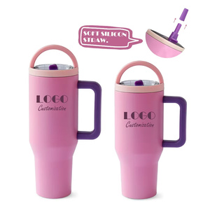 Modern <b>Double</b> <b>Wall</b> Stainless Steel Vacuum Insulated 40 OZ Tumbler Leak-Proof BPA Free Outdoor Travel Mug with Handle and Straw - Product Image 2