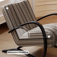Fauteuil d'appoint de salon en tissu rétro chinois, accoudoirs incurvés, design inclinable doux, cadre en acier au carbone pour chambre à coucher, usage en salle d'étude