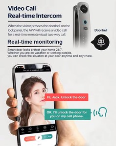 Cerradura Inteligente para Puerta con Huella Dactilar y Reconocimiento Facial, con Cámara, para Puertas <span class=keywords><strong>de</strong></span> Latón/Acero Inoxidable, Almacenamiento en la Nube, Compatible con la Aplicación TUYA - Product Image 5