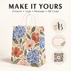 Bolsas de Papel Reciclado Ecológicas Personalizables con Asas Retorcidas, Bolsas de Regalo de Papel Kraft para Compras y Regalos Navideños - Product Image 6