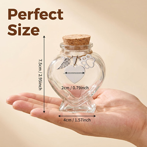 Toptan Kalp Şeklinde Cam Evcil Hayvan Tüyü Saklama Şişesi, Pati Kanat Şeklinde Özel Gravürlü Etiketli Mini Evcil Hayvan Külleri İçin <span class=keywords><strong>Urn</strong></span> - Product Image 2