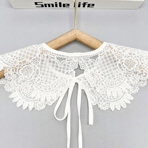 Venta al por mayor hecho a mano Vintage blanco Organza encaje Peter Pan <span class=keywords><strong>Collar</strong></span> bordado desmontable falso <span class=keywords><strong>Collar</strong></span> para niños ropa - Product Image 5