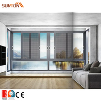 Fenêtre coulissante horizontale à double vitrage avec cadre en alliage d'aluminium personnalisé, résistante aux ouragans, fenêtres virtuelles en aluminium