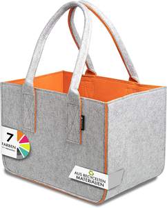 Sac de rangement en feutre polyester 30L avec logo personnalisé, deux poignées, fermeture ouverte, pour les courses quotidiennes, couleur personnalisée - Product Image 5