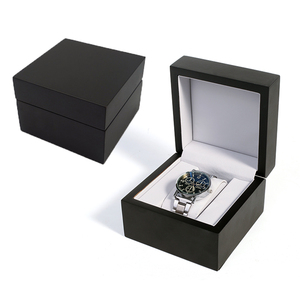 Schwarz Matt Luxus Holz Uhren box Futter PU Leder Kissen mit Papier Geschenk box für die Aufbewahrung von High-End-Uhren - Product Image 1