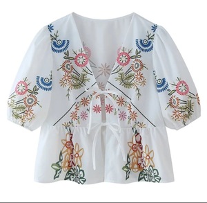 Summer Women <strong>Rose</strong> Print Layer Blouses and <strong>Tops</strong> Lady Shirts - Product Image 2