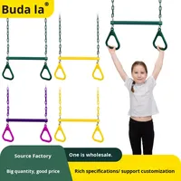 Juego de Cuerdas Ajustables, Columpio de Trapecio, Barra de Hierro, Anillas de Gimnasia para Niños, Piezas de Juguete para Columpio de Parque de Trampolines Interior/Exterior