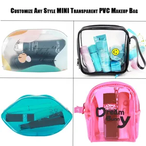 Luxury Professional Cute Small Mini Pink Clear Cosmetic Transparent PVC Bag Travel Makeup Bag With Logo