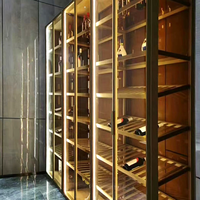 Meuble de présentation de vin rouge moderne, nouveau, en alliage d'aluminium noir brillant, profil de cadre, verre trempé LED, meubles de maison, hôtel