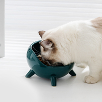 Bol en céramique surélevé Shamitao à quatre pieds pour chat, protection du cou, anti-déversement, respectueux des moustiquaires, pour chaton et petit chiot