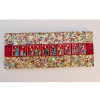 Set Mahjong Akrilik Merah Berkilau Mewah 160pcs Ubin Bunga Berukir Premium Hadiah Ideal untuk Pecinta Mahjong