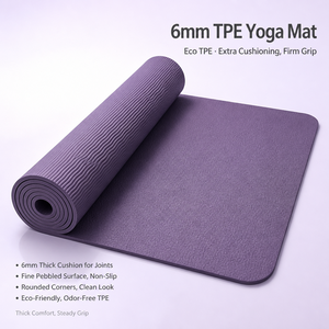 เสื่อโยคะ TPE หนา 6 มม. กันลื่น เป็นมิตรกับสิ่งแวดล้อม รีไซเคิลได้ สำหรับพิลาทิส ฟิตเนส และใช้ในบ้าน รับผลิตตามสั่ง (OEM) ขายส่ง - Product Image 2