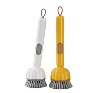 Brosse à vaisselle à long manche en fil d'acier jaune, outil de nettoyage multifonctionnel - Product Image 3