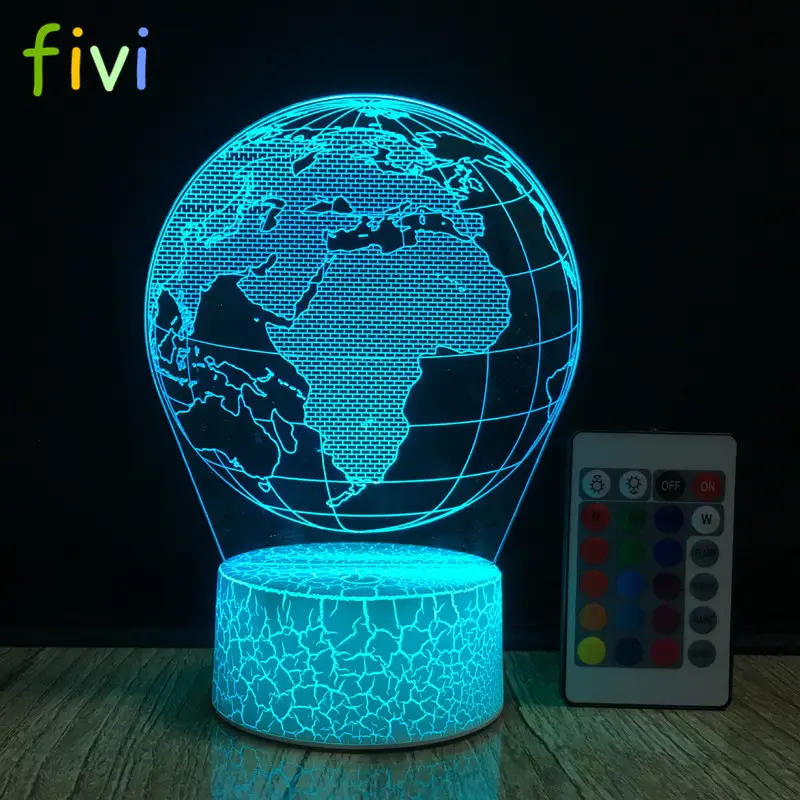 Cool Global Nachtlampje 3D Led Aarde Globe Kaart Nachtlampje Slaapkamer Tafel Rgb Kleurrijke Lamp