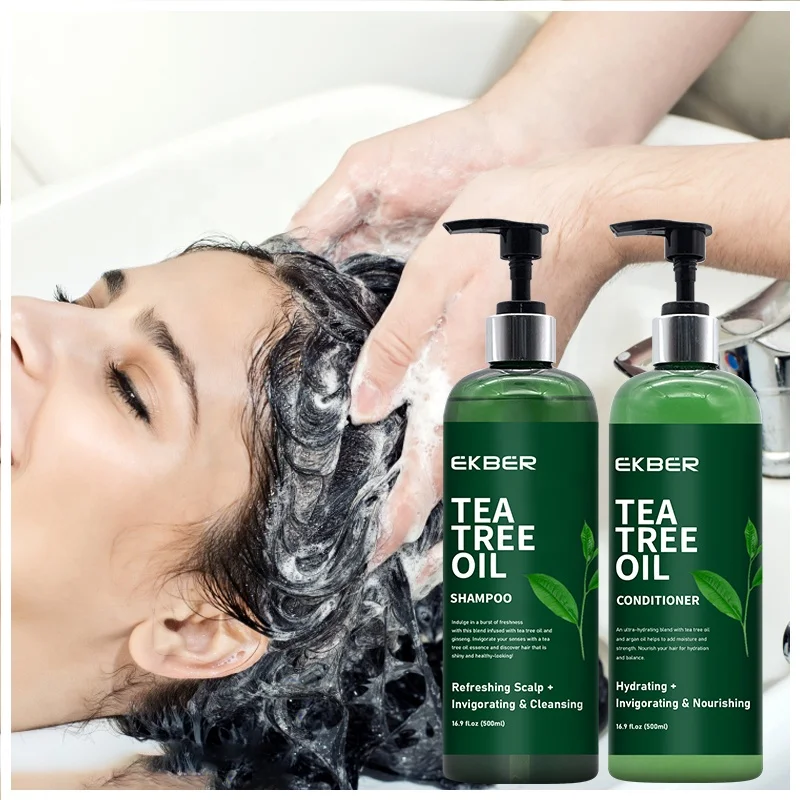 Vendita calda Oem prodotti per la cura dei capelli coreani Shampoo balsamo Combo Tea Tree Oil Shampoo balsamo per capelli naturale e Set di Shampoo