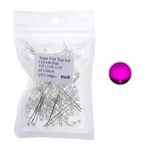 Высокая яркость 3 мм плоская светодиодная лампа бисер белый красный синий зеленый желтый теплый белый оранжевый розовый фиолетовый-100 штук оригинальный бренд - Product Image 3