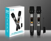 Microphone sans fil UHF double canal rechargeable avec batterie 18650 et corps semi-métallique pour karaoké et performances scéniques