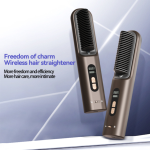 Cordless Hair Straightener <b>Brush</b> 1200W PTC Plate Negative Ion LCD Display Portable Battery <b>Powered</b> Household Use - Product Image 4