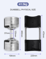 Ensemble d'haltères en acier électro-plaqué réglable de 41,5 kg, incréments de 1,5 kg, poids libre, équipement de musculation à domicile, entraînement de force JIT