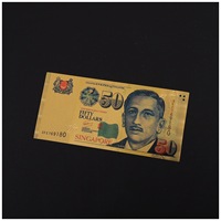 Carte de collection souvenir en plastique personnalisable en gros, avec feuille d'or 24K, représentant des billets de banque Euro 1, 2, 5, 10, 20, 100 et des billets de banque de Singapour