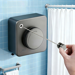 Corde à linge rétractable portable en acier inoxydable, murale, multifonctionnelle pour intérieur et balcon – Meilleure vente - Product Image 1