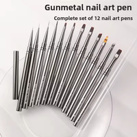 Lot de 12 pinceaux de précision pour vernis gel couleur canon de fusil, avec manche métallique durable, pour nail art – Prix de gros