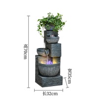 Décoration de bureau à domicile : Fontaine d'eau en résine à 3 niveaux, cascade moderne d'intérieur, élément aquatique au sol avec pompe pour jardin