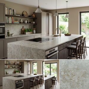 Planche de pierre de quartz à surfaces antiques personnalisées en usine, plan de travail en quartz technique pour îlot de cuisine, meuble-lavabo de salle de bain, réception - Product Image 3