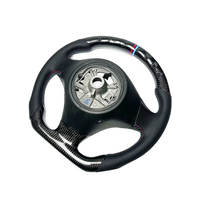 Volant sport ergonomique à fond plat en cuir véritable enveloppé de fibre de carbone, personnalisé, luxe, haute performance