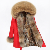 Damen-Parka in Olivgrün mit Pelzbesatz an Kapuze und Bündchen, winddichter, dicker Wintermantel in normaler Länge, lange Ärmel, Reißverschluss.