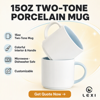 Ensemble de tasses en céramique LEXI à paroi droite, bord épais coloré, 450 ml, 15 oz, passe au lave-vaisselle et au micro-ondes, vente en gros, pour la maison, le bureau, la cuisine