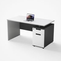 Bureau de travail moderne avec armoire à 2 tiroirs verrouillable, table d'ordinateur simple avec rangement pour la maison et le bureau
