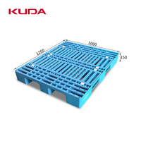Palette en plastique KUDA 1210A-WGCZ, palette standard européenne, palette industrielle à 3 patins, palette à grille à face unique, robuste, 1200x1000x150mm