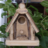 Décoration paysagère créative pour l'extérieur, ornement suspendu, nid d'oiseau en bois massif naturel, nichoir en bois