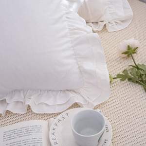 Fodera in <span class=keywords><strong>pizzo</strong></span> casale in Euro con volant <span class=keywords><strong>bianco</strong></span> cuscino in cotone Shabby Chic federe federe cuscino - Product Image 3